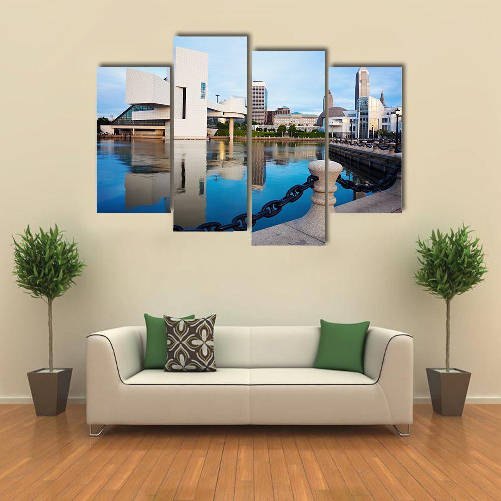 Cleveland City Ohio Canvas Wall Art-4 Pop-Gallery Wrap-50" x 32"-Tiaracle