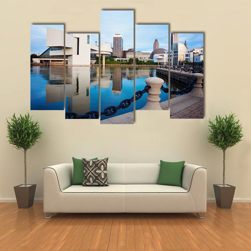 Cleveland City Ohio Canvas Wall Art-5 Pop-Gallery Wrap-47" x 32"-Tiaracle