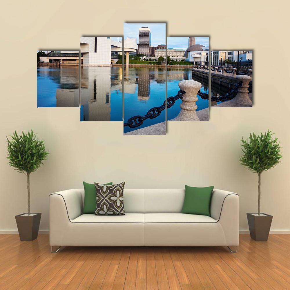Cleveland City Ohio Canvas Wall Art-5 Star-Gallery Wrap-62" x 32"-Tiaracle