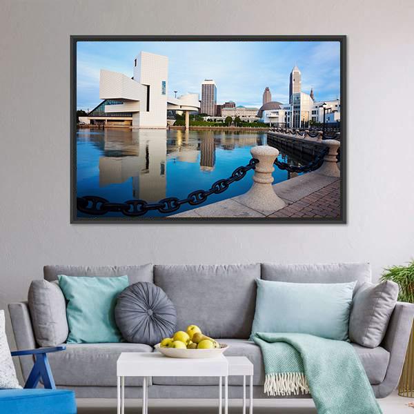 Cleveland City Ohio Canvas Wall Art-3 Horizontal-Gallery Wrap-25" x 16"-Tiaracle