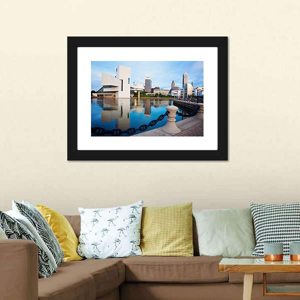 Cleveland City Ohio Canvas Wall Art-1 Piece-Framed Print-20" x 16"-Tiaracle