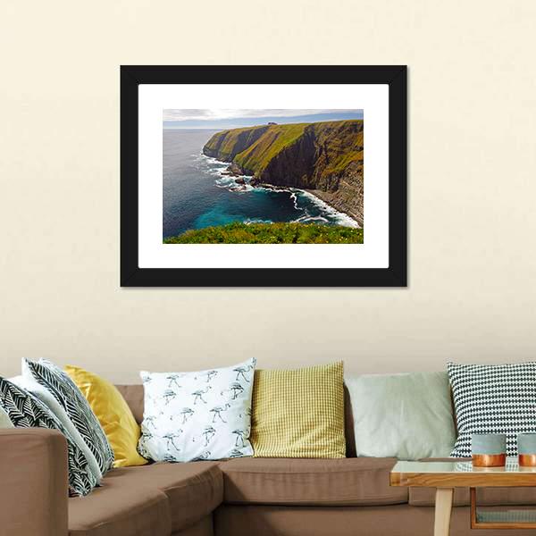 Cliff At Cape St Mary Canvas Wall Art-1 Piece-Framed Print-20" x 16"-Tiaracle