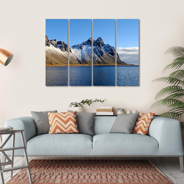 Cliff Beside Lake Canvas Wall Art-4 Horizontal-Gallery Wrap-34" x 24"-Tiaracle