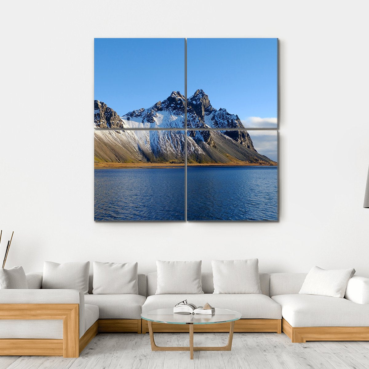 Cliff Beside Lake Canvas Wall Art-4 Square-Gallery Wrap-17" x 17"-Tiaracle