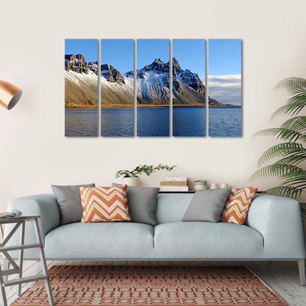 Cliff Beside Lake Canvas Wall Art-5 Horizontal-Gallery Wrap-22" x 12"-Tiaracle