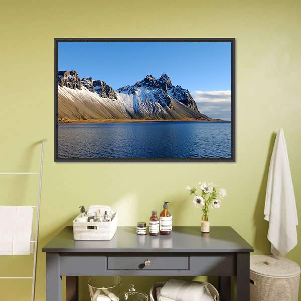 Cliff Beside Lake Canvas Wall Art-5 Horizontal-Gallery Wrap-22" x 12"-Tiaracle