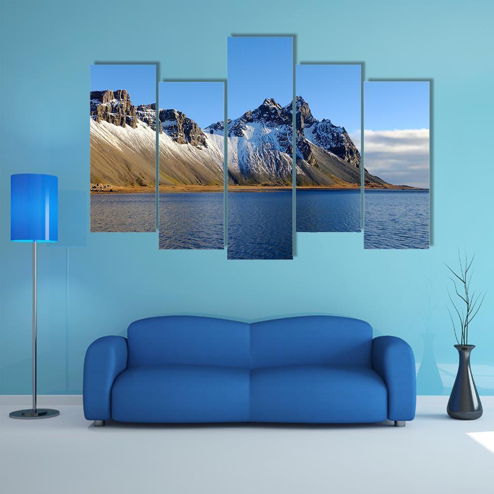 Cliff Beside Lake Canvas Wall Art-5 Pop-Gallery Wrap-47" x 32"-Tiaracle