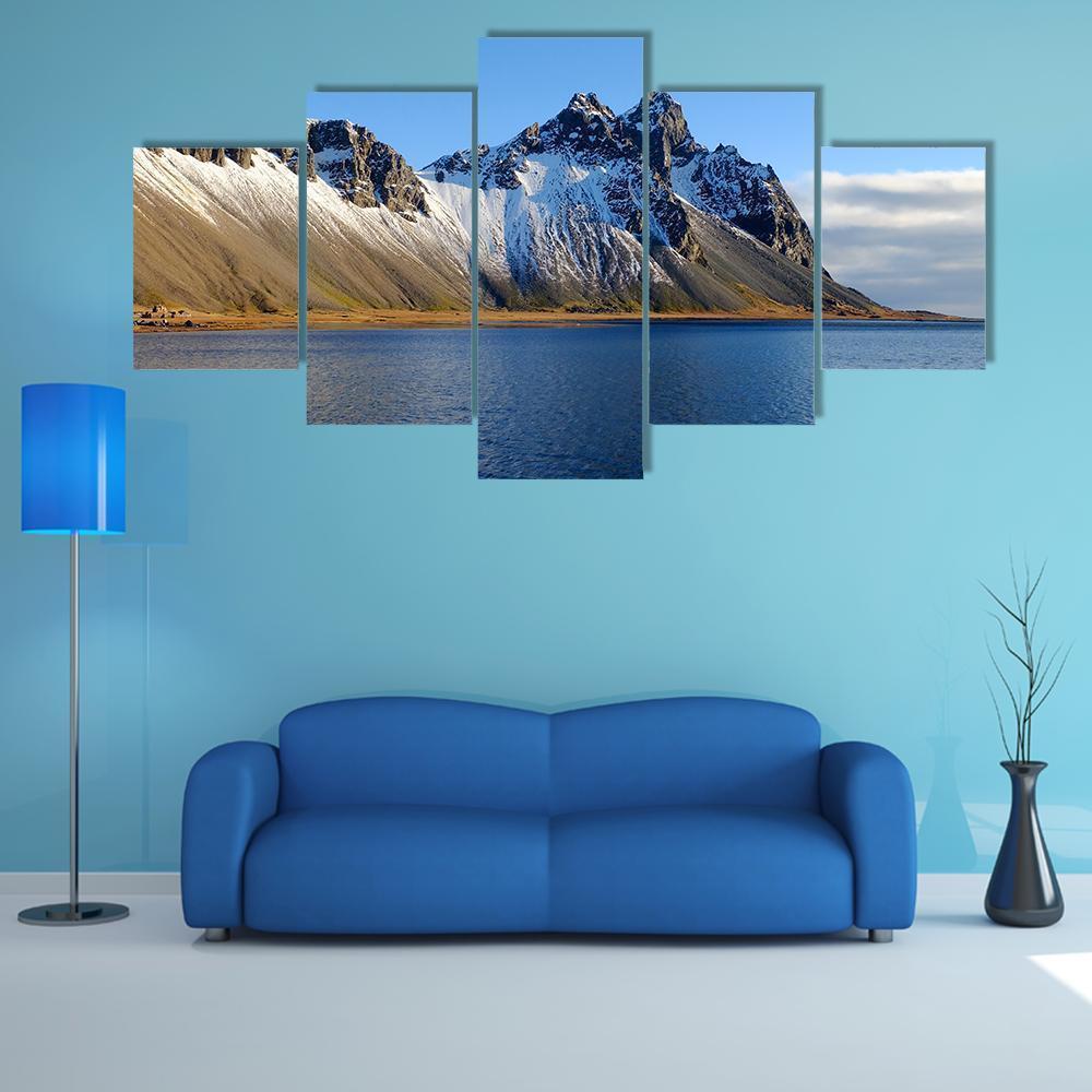 Cliff Beside Lake Canvas Wall Art-5 Star-Gallery Wrap-62" x 32"-Tiaracle