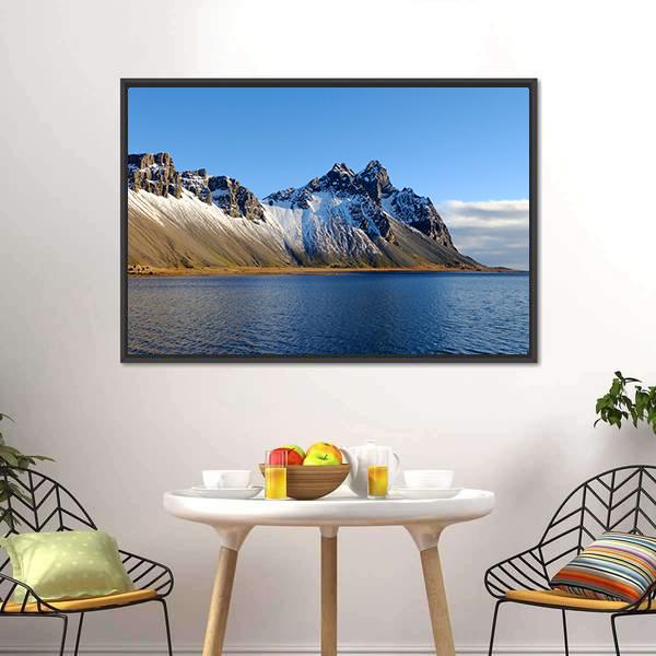 Cliff Beside Lake Canvas Wall Art-1 Piece-Floating Frame-24" x 16"-Tiaracle