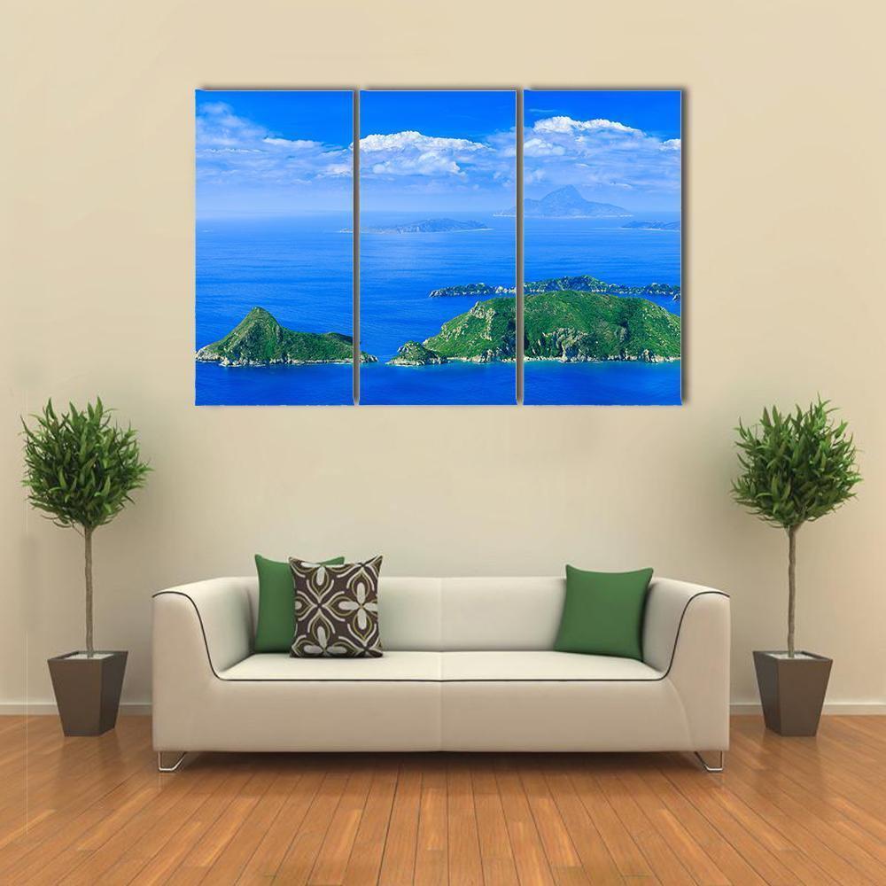 Cliff In Azure Sea Bay Canvas Wall Art-3 Horizontal-Gallery Wrap-37" x 24"-Tiaracle