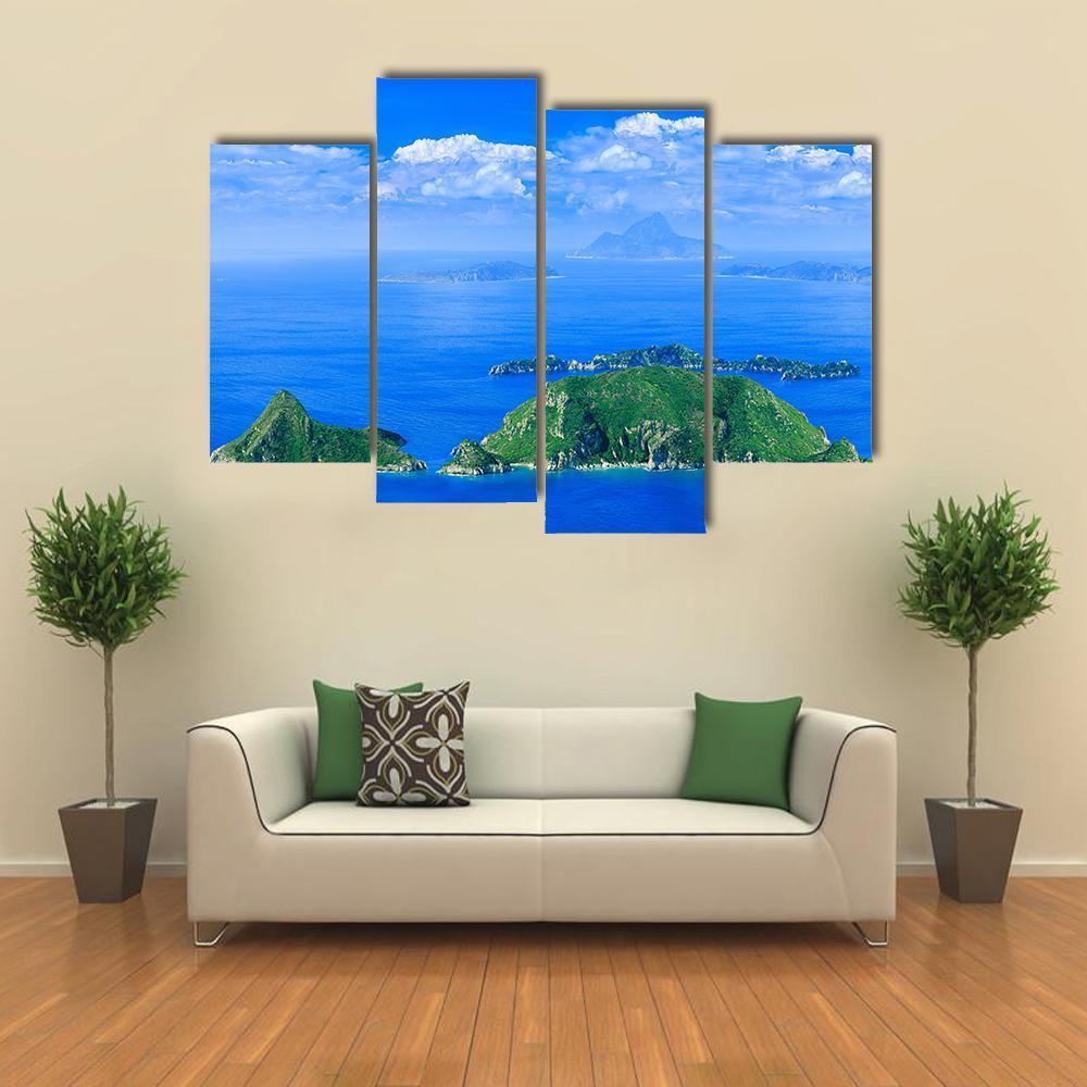 Cliff In Azure Sea Bay Canvas Wall Art-4 Pop-Gallery Wrap-50" x 32"-Tiaracle