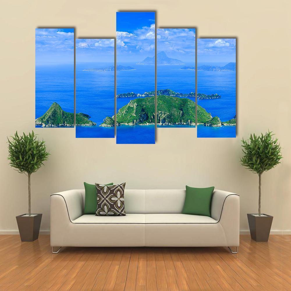 Cliff In Azure Sea Bay Canvas Wall Art-5 Pop-Gallery Wrap-47" x 32"-Tiaracle