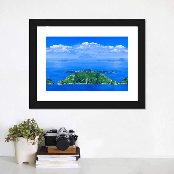 Cliff In Azure Sea Bay Canvas Wall Art-3 Horizontal-Gallery Wrap-25" x 16"-Tiaracle