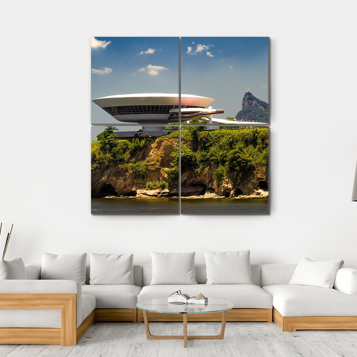 Cliff Museum In Brazil Canvas Wall Art-4 Square-Gallery Wrap-17" x 17"-Tiaracle