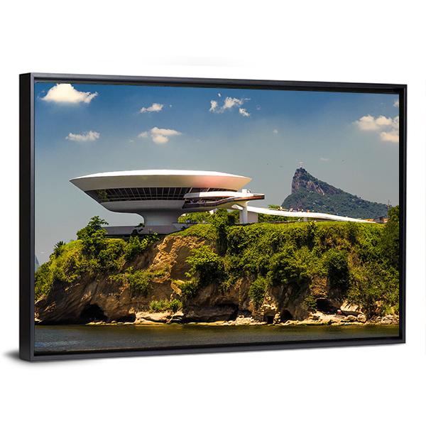 Cliff Museum In Brazil Canvas Wall Art-3 Horizontal-Gallery Wrap-25" x 16"-Tiaracle