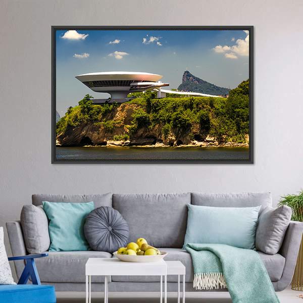 Cliff Museum In Brazil Canvas Wall Art-3 Horizontal-Gallery Wrap-25" x 16"-Tiaracle