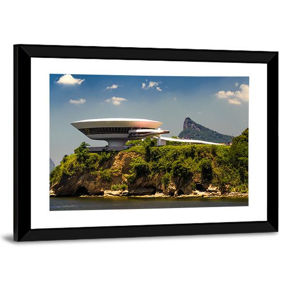 Cliff Museum In Brazil Canvas Wall Art-3 Horizontal-Gallery Wrap-25" x 16"-Tiaracle