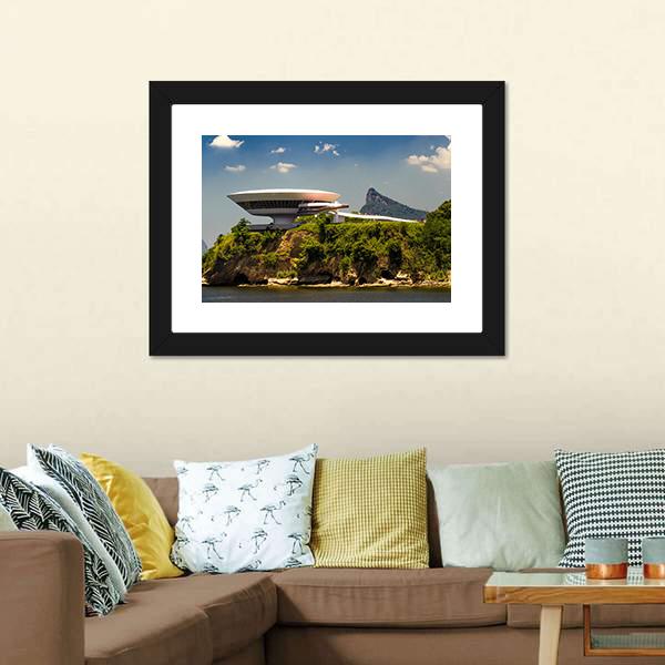 Cliff Museum In Brazil Canvas Wall Art-1 Piece-Framed Print-20" x 16"-Tiaracle
