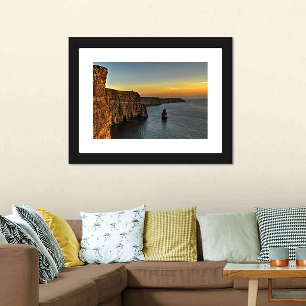 Cliff Of Moher Ireland Canvas Wall Art-1 Piece-Framed Print-20" x 16"-Tiaracle
