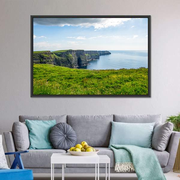 Cliff Of Moher Ireland Panoramic Canvas Wall Art-1 Piece-36" x 12"-Tiaracle
