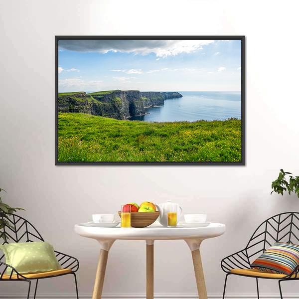 Cliff Of Moher Ireland Panoramic Canvas Wall Art-1 Piece-36" x 12"-Tiaracle