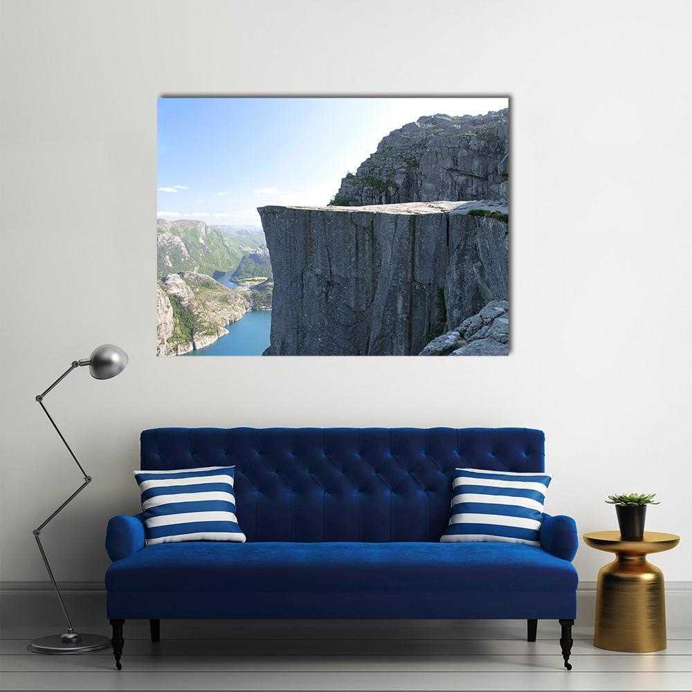Cliff Of The Norwegian Mountains Canvas Wall Art-1 Piece-Gallery Wrap-48" x 32"-Tiaracle