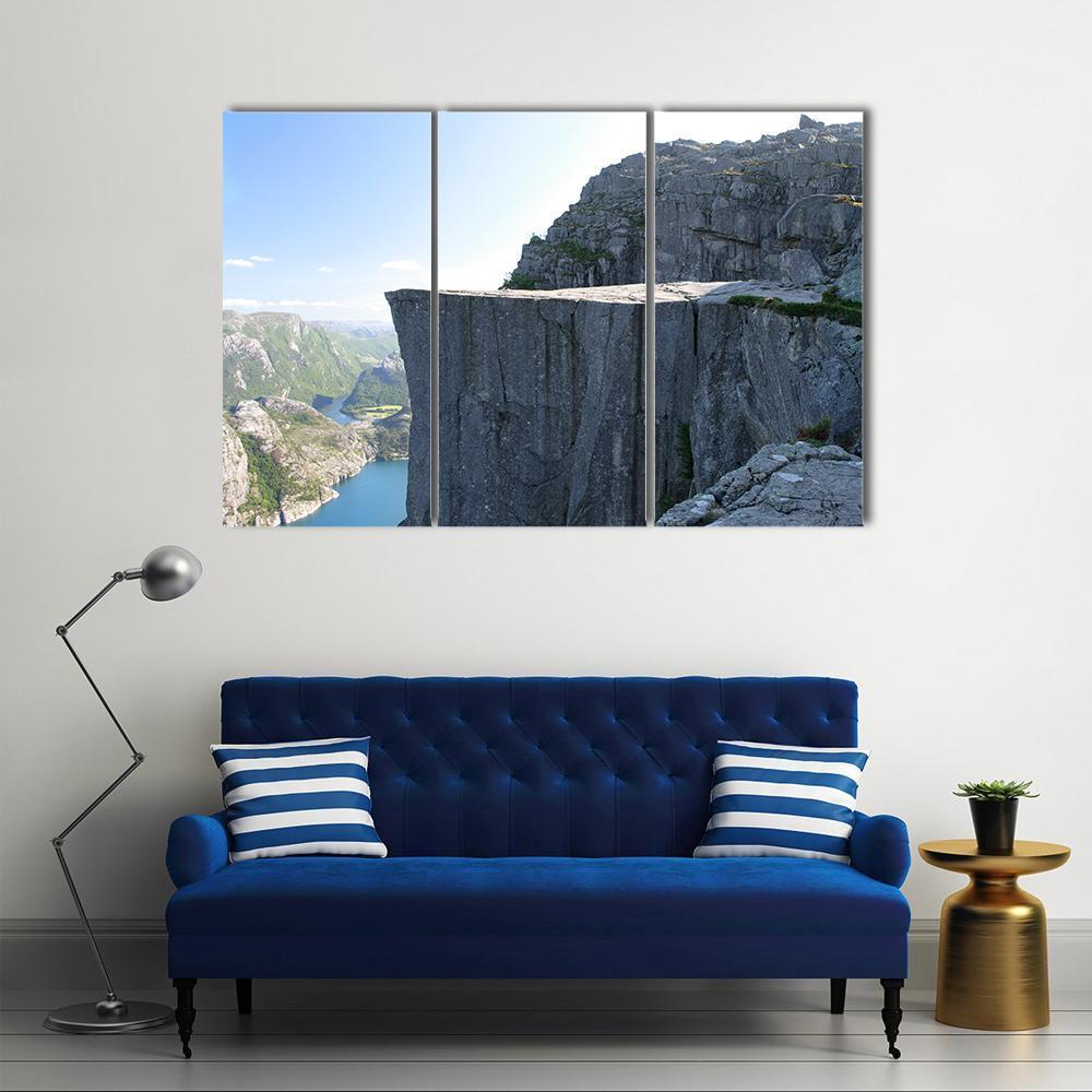 Cliff Of The Norwegian Mountains Canvas Wall Art-3 Horizontal-Gallery Wrap-37" x 24"-Tiaracle