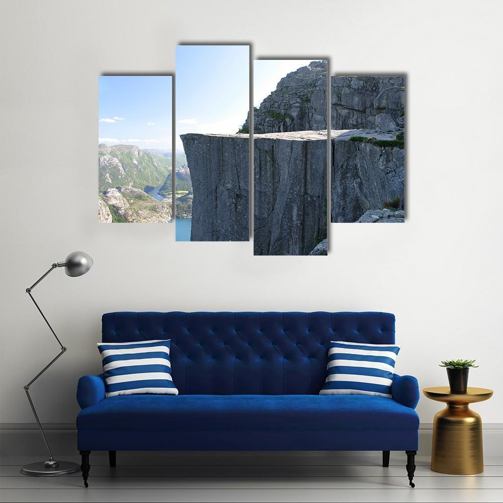 Cliff Of The Norwegian Mountains Canvas Wall Art-4 Pop-Gallery Wrap-50" x 32"-Tiaracle