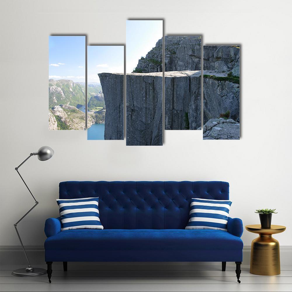 Cliff Of The Norwegian Mountains Canvas Wall Art-5 Pop-Gallery Wrap-47" x 32"-Tiaracle