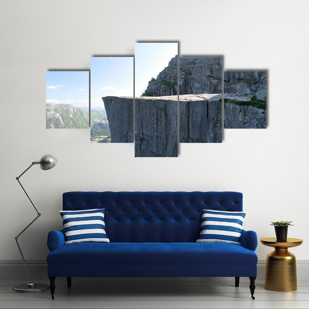 Cliff Of The Norwegian Mountains Canvas Wall Art-5 Star-Gallery Wrap-62" x 32"-Tiaracle