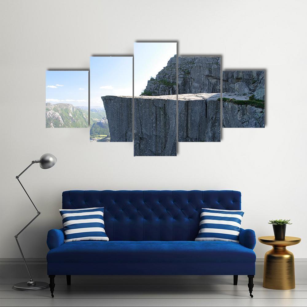 Cliff Of The Norwegian Mountains Canvas Wall Art-5 Pop-Gallery Wrap-47" x 32"-Tiaracle