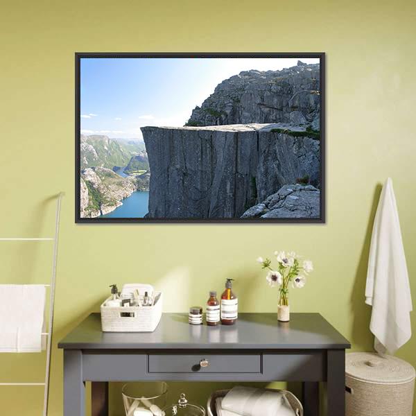 Cliff Of The Norwegian Mountains Canvas Wall Art-1 Piece-Floating Frame-24" x 16"-Tiaracle