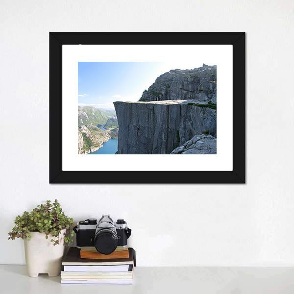 Cliff Of The Norwegian Mountains Canvas Wall Art-1 Piece-Framed Print-20" x 16"-Tiaracle