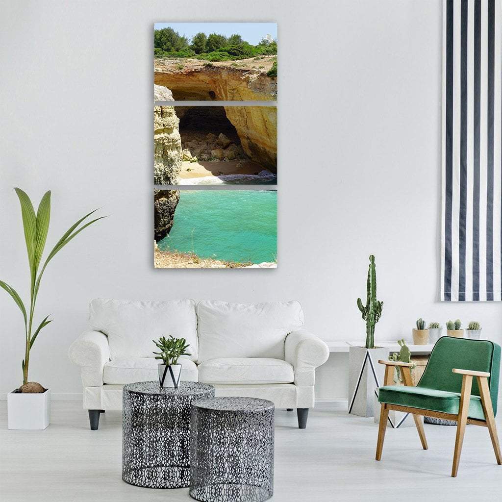 Cliff On Beach Vertical Canvas Wall Art-3 Vertical-Gallery Wrap-12" x 25"-Tiaracle