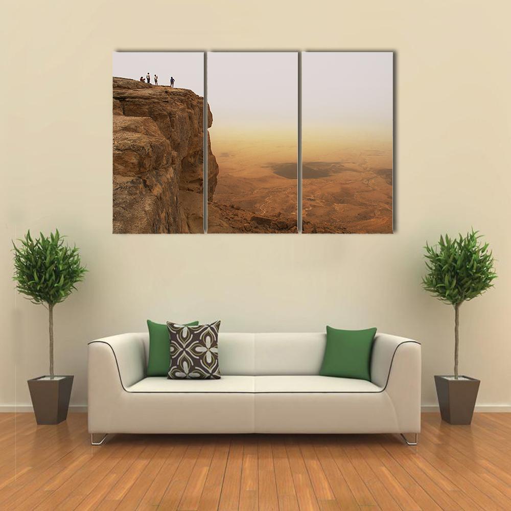 Cliff Over Ramon Crater Canvas Wall Art-3 Horizontal-Gallery Wrap-37" x 24"-Tiaracle