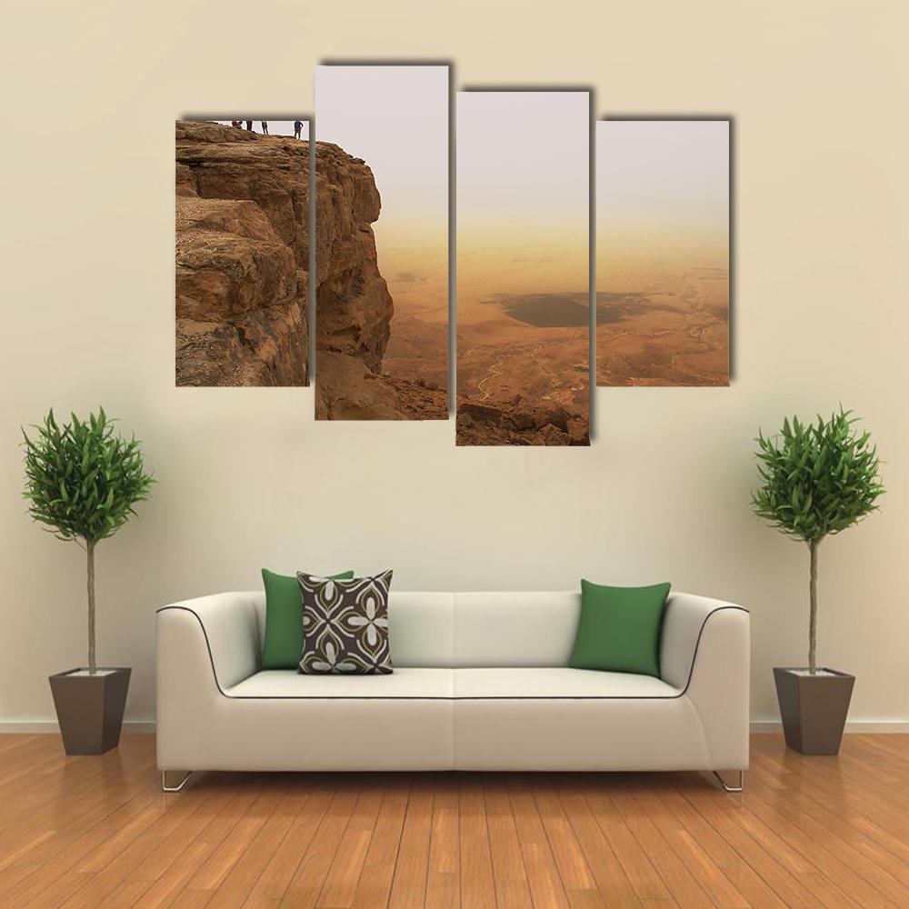 Cliff Over Ramon Crater Canvas Wall Art-4 Pop-Gallery Wrap-50" x 32"-Tiaracle