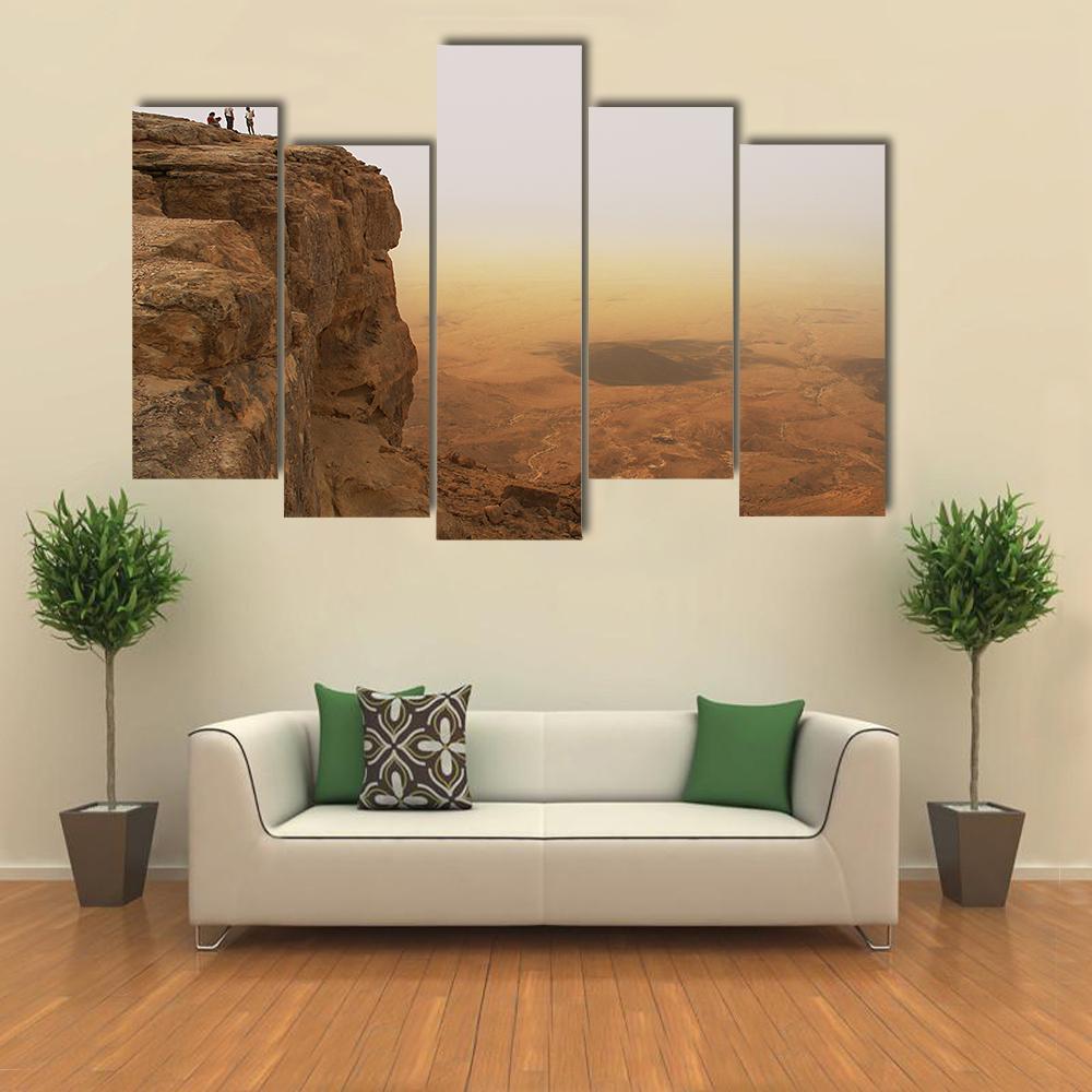 Cliff Over Ramon Crater Canvas Wall Art-5 Pop-Gallery Wrap-47" x 32"-Tiaracle