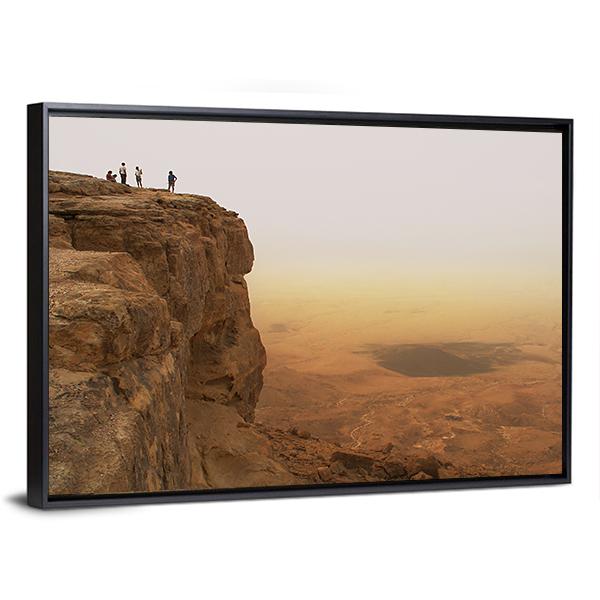 Cliff Over Ramon Crater Canvas Wall Art-3 Horizontal-Gallery Wrap-25" x 16"-Tiaracle