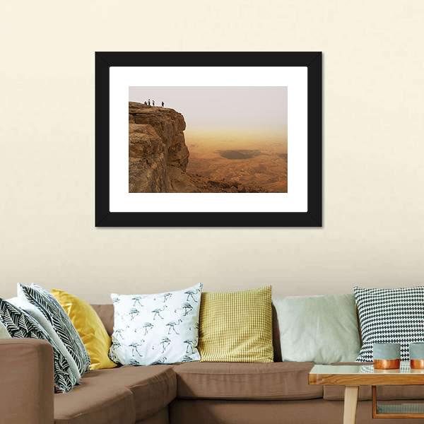 Cliff Over Ramon Crater Canvas Wall Art-1 Piece-Framed Print-20" x 16"-Tiaracle