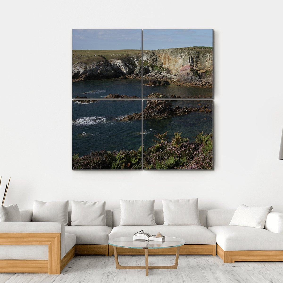 Cliff Top Plants Canvas Wall Art-4 Square-Gallery Wrap-17" x 17"-Tiaracle