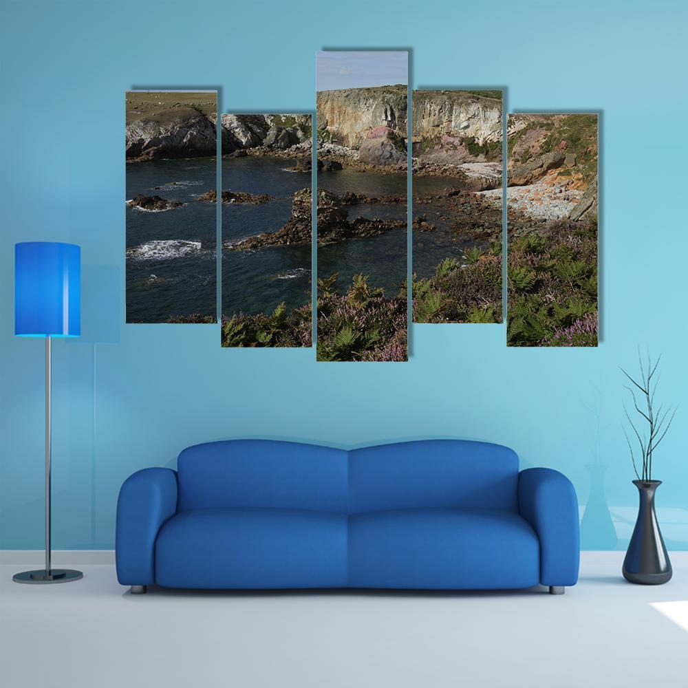 Cliff Top Plants Canvas Wall Art-5 Pop-Gallery Wrap-47" x 32"-Tiaracle