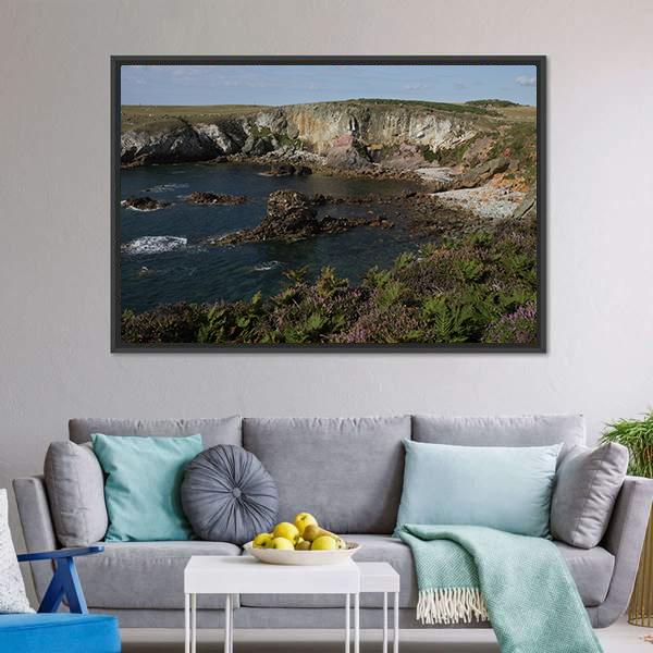 Cliff Top Plants Canvas Wall Art-3 Horizontal-Gallery Wrap-25" x 16"-Tiaracle