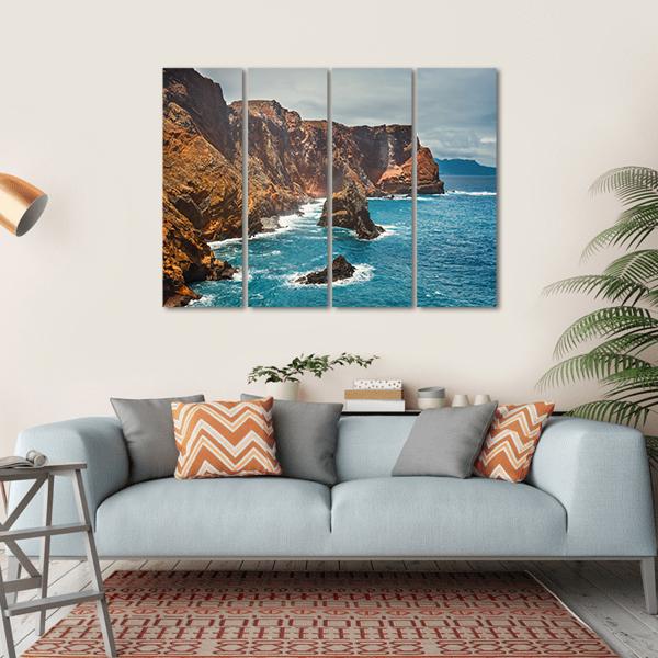 Cliffs At Ponta De Sao Lourenco Canvas Wall Art-4 Horizontal-Gallery Wrap-34" x 24"-Tiaracle