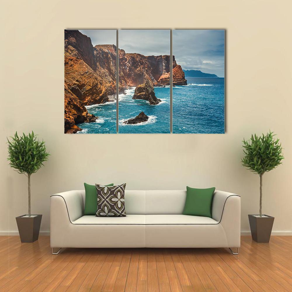 Cliffs At Ponta De Sao Lourenco Canvas Wall Art-3 Horizontal-Gallery Wrap-37" x 24"-Tiaracle