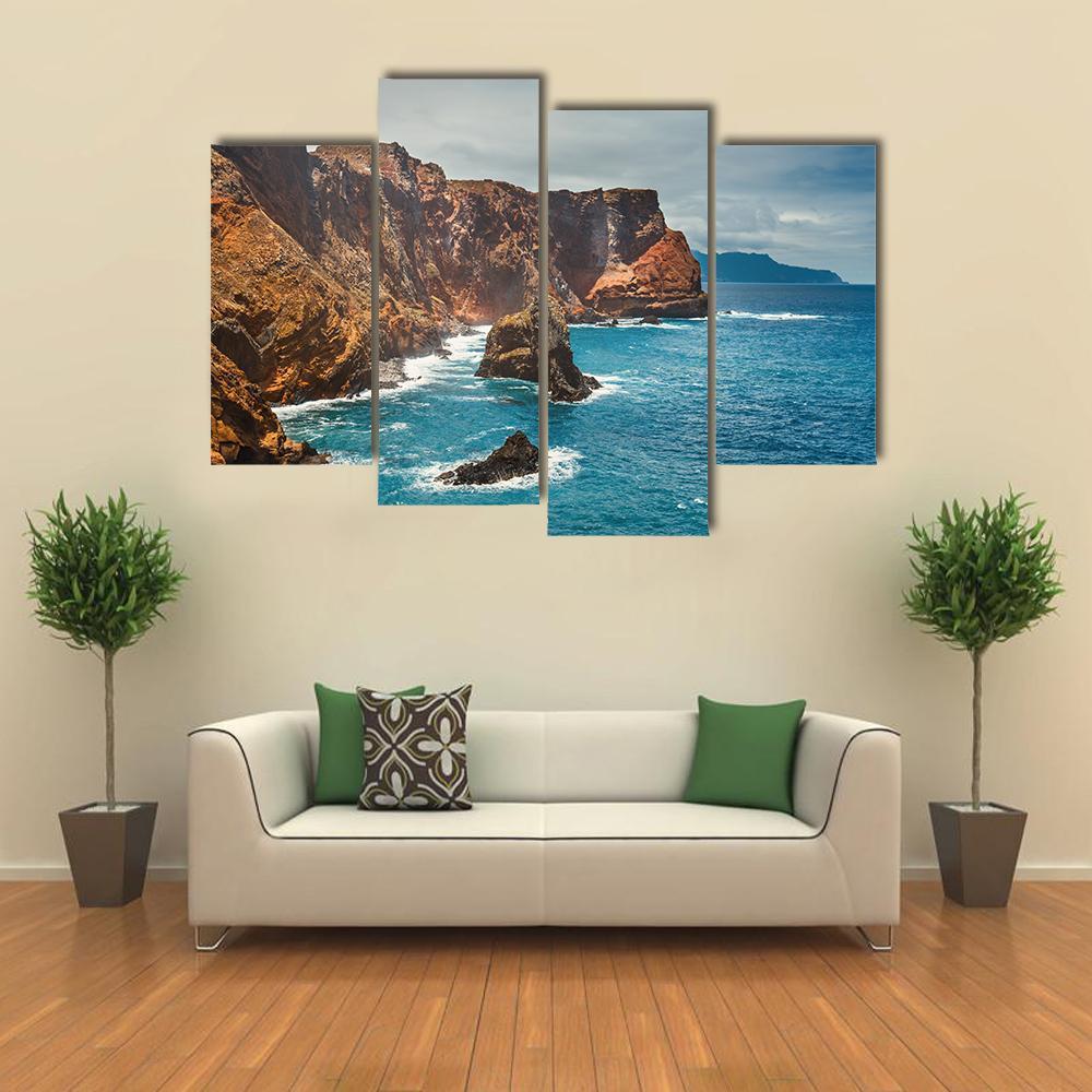 Cliffs At Ponta De Sao Lourenco Canvas Wall Art-4 Pop-Gallery Wrap-50" x 32"-Tiaracle