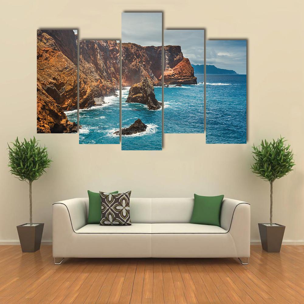 Cliffs At Ponta De Sao Lourenco Canvas Wall Art-5 Pop-Gallery Wrap-47" x 32"-Tiaracle