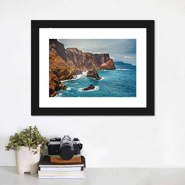 Cliffs At Ponta De Sao Lourenco Canvas Wall Art-3 Horizontal-Gallery Wrap-25" x 16"-Tiaracle