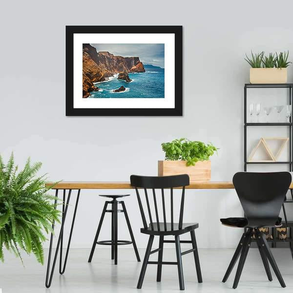 Cliffs At Ponta De Sao Lourenco Canvas Wall Art-3 Horizontal-Gallery Wrap-25" x 16"-Tiaracle