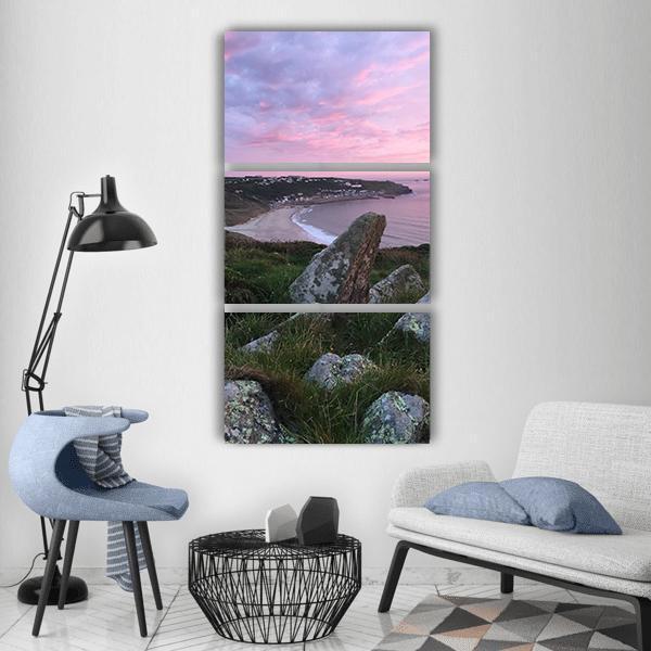 Cliffs At Sunset Vertical Canvas Wall Art-3 Vertical-Gallery Wrap-12" x 25"-Tiaracle