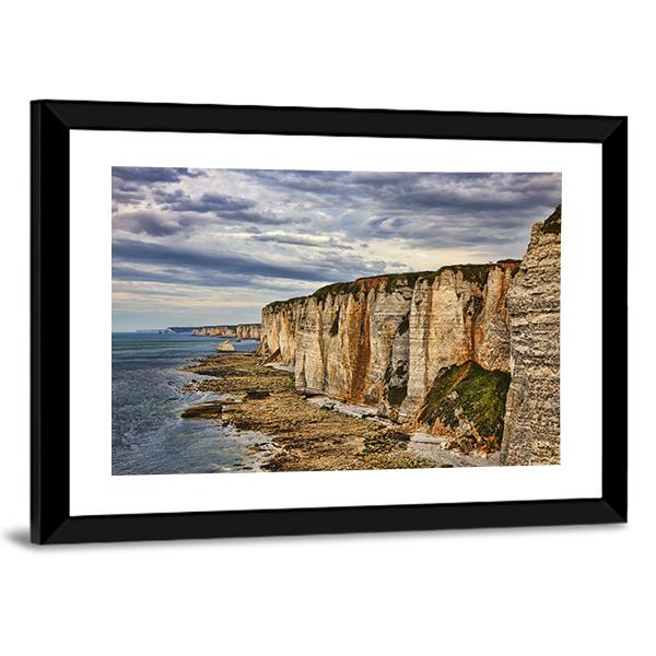 Cliffs In Etretat Canvas Wall Art-5 Horizontal-Gallery Wrap-22" x 12"-Tiaracle